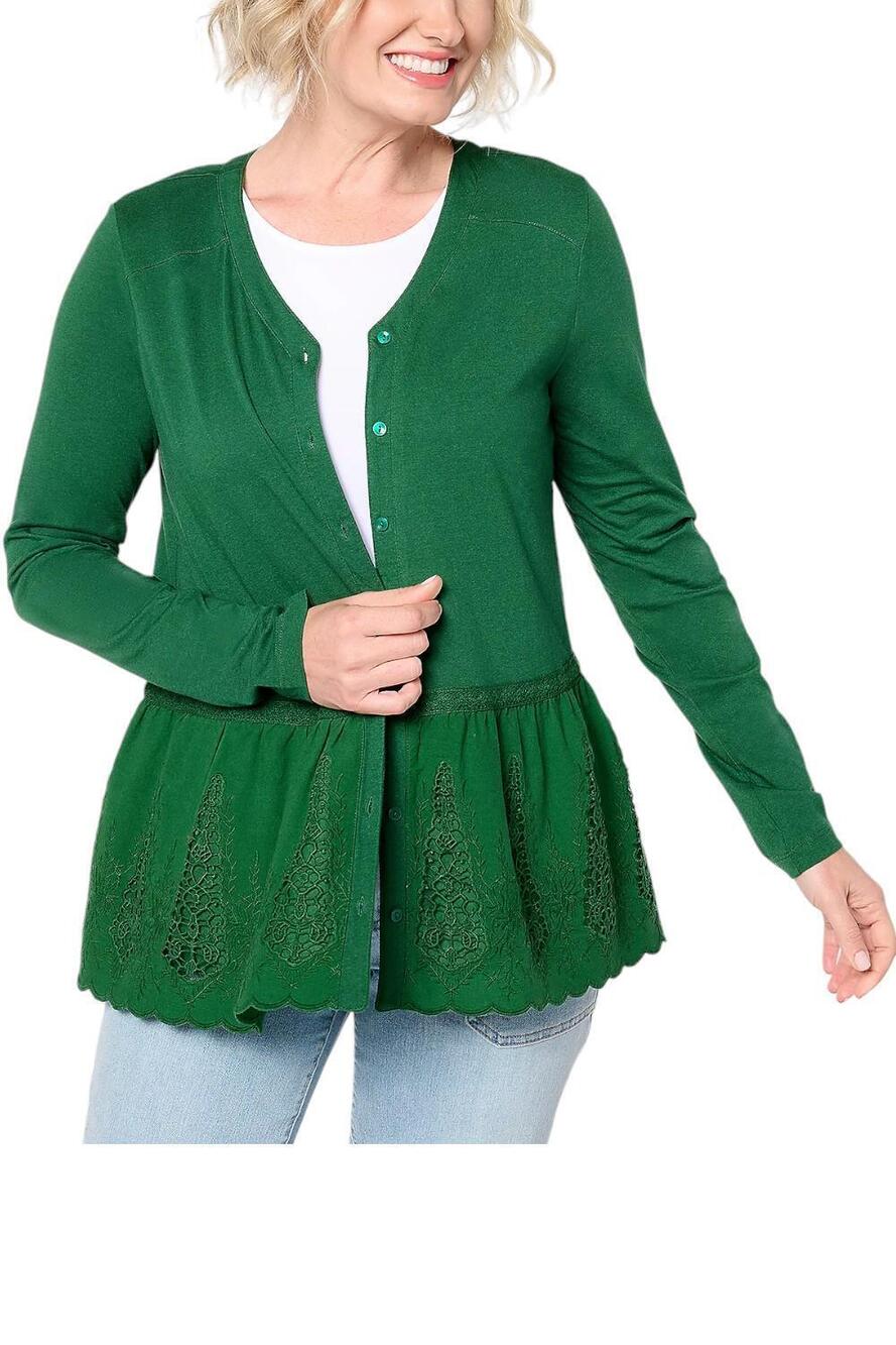 LOGO Lavish by Lori Goldstein Women's VNeck Cardigan w Eyelet Eden - Regular